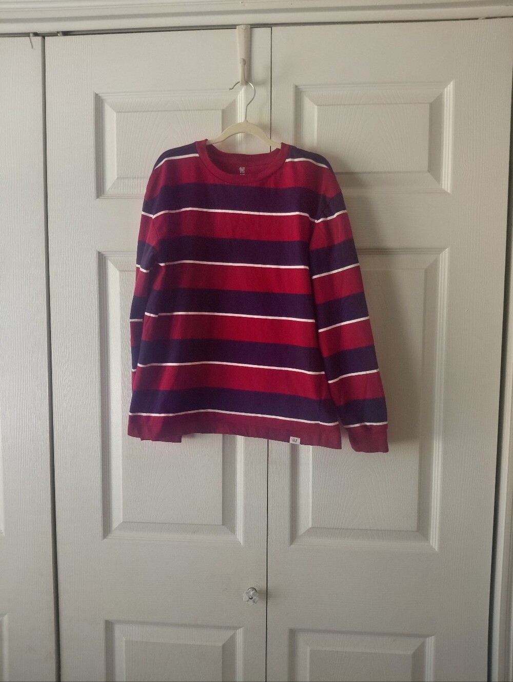 Gap Kids Burgundy & Navy Striped Long-Sleeve Shirt
